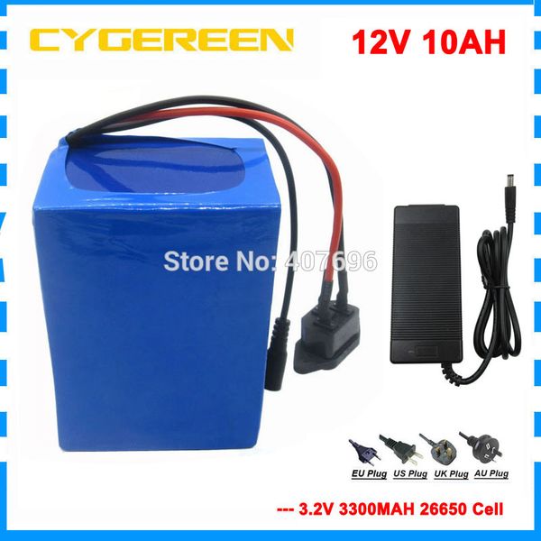 10 pièces en gros 12 v 10ah lifepo4 batterie 150 W 12 V 10000 MAH batterie 12 V LFP ebike UPS batterie avec 15A BMS 14.6 V 3A chargeur