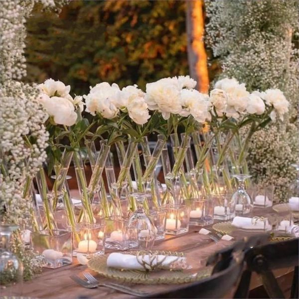 10 pièces) vente en gros d'événements décoration de mariage salle de bal 3 têtes support de fleur en verre centres de table cylindre acrylique vase floral décorations socles colonnes scène