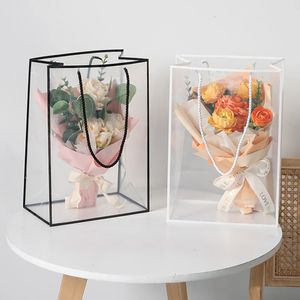 10 pièces, boîte-cadeau en gros, sacs de Distribution de naissance pour bébé, Souvenirs pour invités de mariage nés, sac à fleurs Transparent en PVC 240131