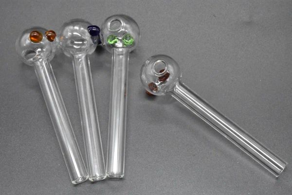 10 pièces en gros verre brûleur à mazout tuyau main fumer tuyaux Mini Pyrex brûleur à mazout tuyaux verre Tube fumer tuyaux avec pieds BJ