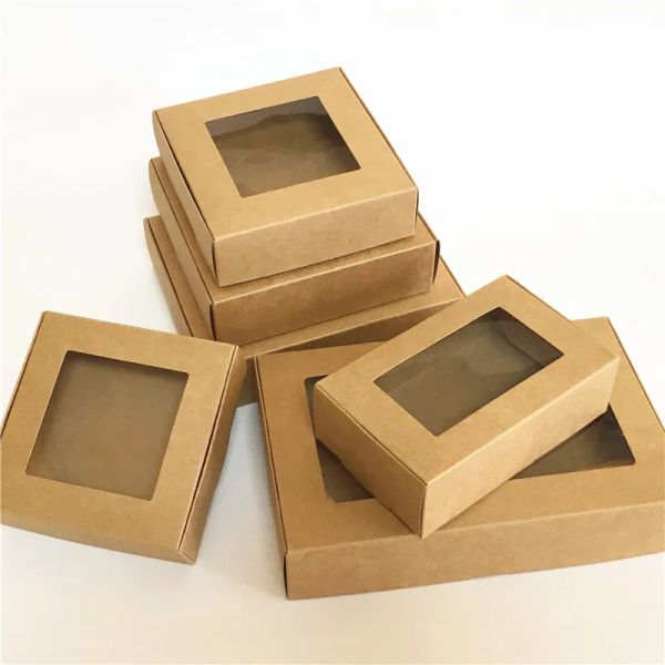 Boîte cadeau de fenêtre 10pcs Boîte en papier kraft