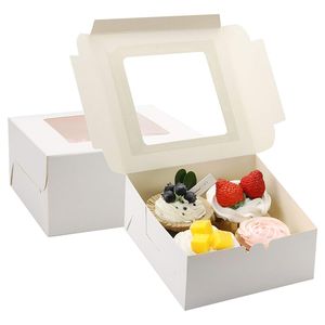 10 -stks raam cupcake dozen kraft papieren cupcake verpakking doos voor cake muffin koekjes snoep kerst bruiloft feestje verjaardag