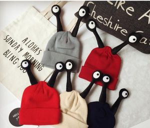 10 Uds. Gorros de invierno para niños, gorros de moda para niños, gorros de algodón, gorro rosa para niña de esquí, gorro de lana para insectos para mujer y hombre, gorro con antena de dibujos animados para padres e hijos