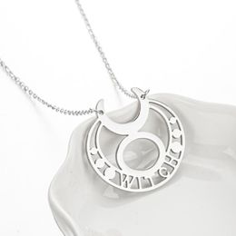 10pcs Witch Letter The God Sign Symbol Necklace roestvrij staal Koreaanse minimalistische schattige Hecate Moon -vorm Pendant Choker Collier voor vrouwen