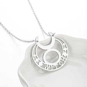 10 pièces sorcière lettre le dieu signe symbole collier en acier inoxydable coréen minimaliste mignon Hécate lune forme pendentif collier ras du cou pour les femmes