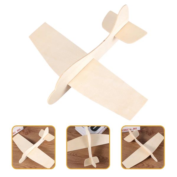 10 piezas de madera ensamble el kit de avión de papel kit de madera en blanco pintura para niños favores de fiesta de juguetes