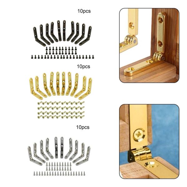 10pcs Boîte en bois Hinge Cadeau de bijoux Hinge Boîte en bois Boîte de quincaillerie Cornite