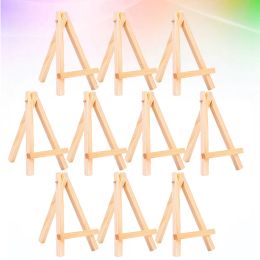10 piezas Triángulo de madera de madera Conveniente Pantallas de escritorio de escritorio Mini Pintura de caballete para el estudio del hogar (beige)