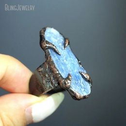 10st Y2k medeplichtige blauwe kyanite verklaring roestvrijstalen ring fidget anti-stress hekserij wicca goth halloween sieraden 240311
