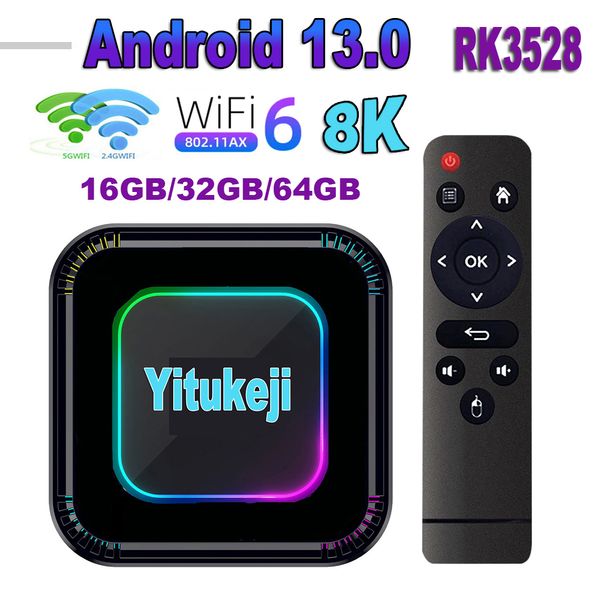 12pcs Yitukeji Android 13 TV Box Rockchip RK3528 4GB 64GB 32GB 2GB16GB Media Player 2.4G 5G WiFi6 BT4.0 100M 8K OTA