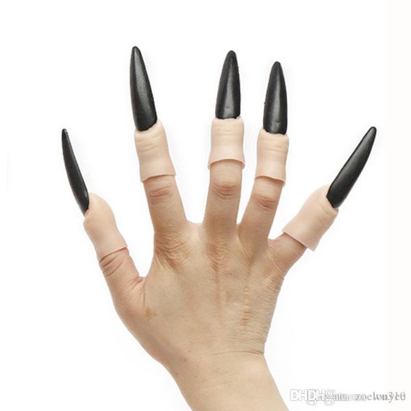 Juego de uñas de bruja con dedos falsos de Zombie, 10 Uds., decoración de fiesta de Halloween, juegos de uñas de fantasma de bruja, uñas postizas de plástico suave XVT0705