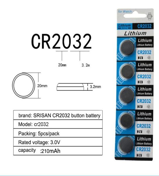 10PCS2cards CR2032 DL2032 CR 2032 KCR2032 5004LC ECR2032 pila de botón 3V batería de litio para reloj podómetro luz LED 1646987