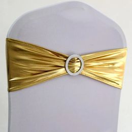 Ceinture de chaise en Spandex extensible, 10 pièces, 50 pièces, métallisé, or, argent, élastique, nœud papillon de mariage pour décoration de Banquet el, 240307