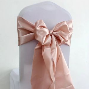 10pcs50pcs chaise en satin en or rose Clit à cravate en soie Bow Bow Ribbon Noutes pour l'événement de fête El Banquet Decoration 240407