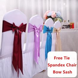 10pcs50pcs Satin Spandex Chaise Bow Band Ribbon Tie Banquet Banquet Décoration de mariage Décoration Stretch Sashes 231222