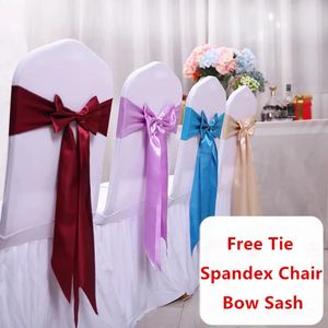 10pcs50pcs Satin Spandex chaise noeud bande ruban cravate fête Banquet événement mariage décoration noeud extensible ceintures 240307