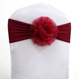 10pcs50pcs Spandex Organza chaise ruban Sashes Elastic Stretch Bow Knot Ties for Party El Banquet Decoration 231222
