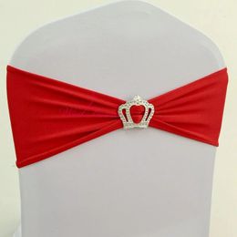 10pcs50pcs Stretch Spandex Chair Sash Belt Crava With Crown Buckle Party Elas Elastic Wedding Decoration Ribbon Bow 231222