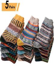 10pcs5pairs hiver nouveaux hommes épaississent chauds harajuku rétro rétro laine décontractée laine de haute qualité chaussettes en coton bon marché de neige entiers g8408845