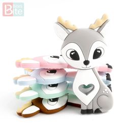 10PCS5PCS Sika Deer Siliconen TEETER Cartoon Dier Pacifier Clip Chain Een gratis voedselkwaliteit Elk Baby 240415