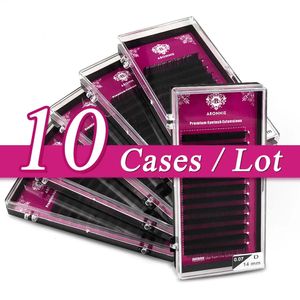 10pcscase Aboonie soie cils individuels en gros Extension de cils vison Volume plateaux cils privés 240318