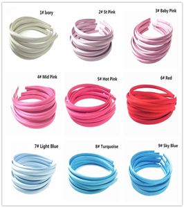 10PCSlot 10 mm 30 kleuren Solid kleur satijnen stof bedekte harband lint volwassen meisjes hoofdband kinderen diy haaraccessoires7008758