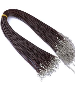 10pcslot 15 mm Brun noir chaînes de cordons en cuir coloré réglables corde tressée 45 cm pour le collier de bricolage