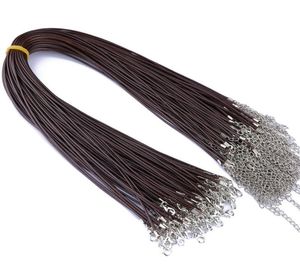 10pcslot 15 mm marron noir chaînes de cordon en cuir coloré réglables corde tressée 45 cm pour bracelet de collier de bricolage Fin7401548