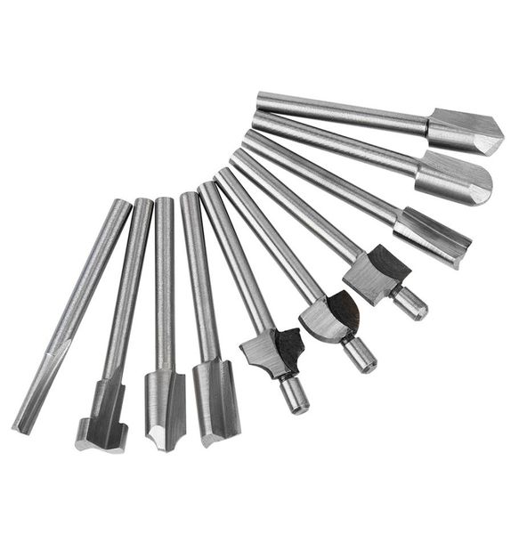 10PCSLOT 18 MINI SHANK HSS Bits de routeur de la menuiserie Hit Tools Rotary Dremel