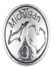 10 pcslot 2017 argent Michigan boutons pression 18mm breloques bijoux Snap pour bricolage argent Snap Bracelet5248190