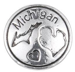 10PCSLOT 2017 Silver Michigan Snap Buttons 18 mm Charms bijoux Snap pour bricolage Silver Snap Bracelet1616710