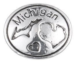10PCSlot 2017 Silver Michigan Snap -knoppen 18 mm Charms Sieraden Snap voor DIY Silver Snap Bracelet4267573