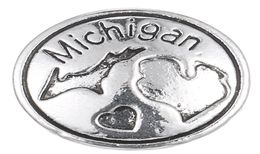 10PCSlot 2017 Silver Michigan Snap -knoppen 18 mm Charms Sieraden Snap voor DIY Silver Snap Bracelet1765653