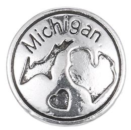 10pcslot 2017 Argent Michigan Snap Boutons 18mm Charmes Bijoux Snap Pour DIY Argent Snap Bracelet4253484