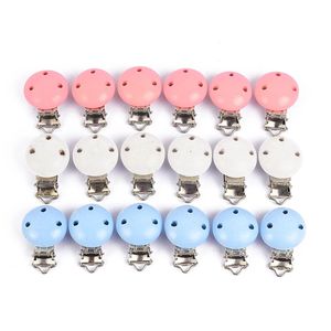 10PCSLot 3 Kleuren Ronde Houten Fopspeen Clip Baby Tandjes Kraal Clip Accessoires voor DIY Fopspeenketting Tool Groothandel 240202