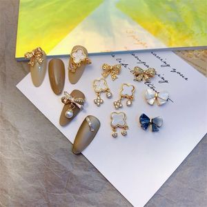 10 pcslot 3D amour arc Zircon cristaux métal alliage s bijoux Nail Art décorations ongles accessoires breloques fournitures 220525