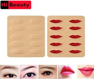 10pcslot 3D Silicone Permanent Makeup Tattoo Training Practice Fake Fakes Skin Lèvres pour la machine à tatouage microbladante débutant7744171