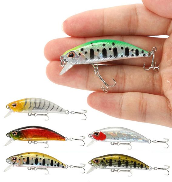 10pcslot 5g 5cm Minnow señuelo de pesca láser cebos artificiales duros ojos 3D aparejos de pesca 2039964