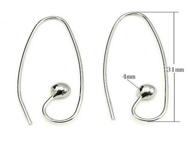 10PCSLOT 925 Crochets d'oreille en argent sterling fermont les composants de recherche pour les bijoux artisanaux de bricolage 08x4x12x30mm WP0685666265