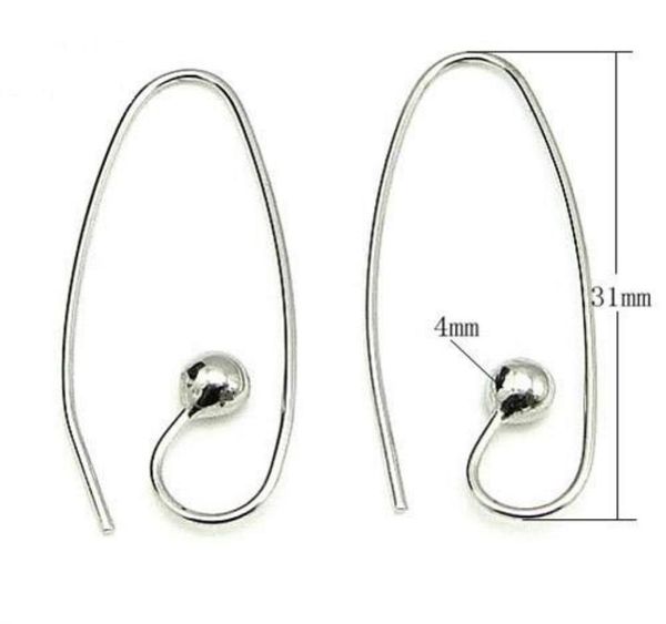 10PCSLOT 925 Crochets d'oreille en argent sterling fermont les composants de recherche pour les bijoux artisanaux DIY Gift 08x4x12x30mm WP0687160121