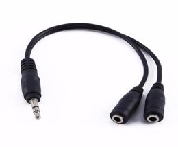 10PCSlot Audio Aux Cable 35mm Jack Male naar vrouwelijke stereo -verlenging Hoofdtelefoon Splitter Cord Zwart Witte kabel Update2591496