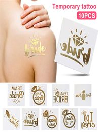 10PCSlot Bachelorette Party Fake Tattoos Team Bride Tattoo Wedding Party Decoraties Bridal Shower Hen Party Gold BridesmeisD Stic8515640