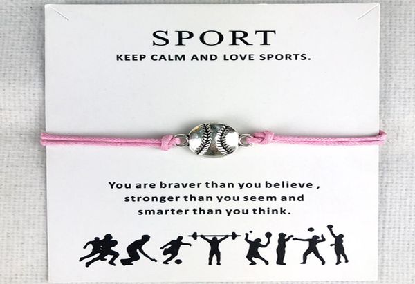 10pcslot de baseball softball charme de cire de cire bracelets sportifs hommes hommes garçons filles unisex bijoux de mode amitié bijoux bijoux 9008208