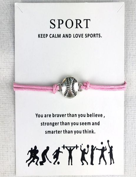 10pcslot de baseball softball charme de cire de cire bracelets sports femmes hommes garçons filles unisex bijoux de mode amitié bijoux bijoux cadeau8095923