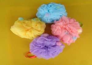 10pcslot Bath Body Works Exfoliant Bath Bath Bath Sponge Fourcolor Rose jaune bleu violet Loofah Mesh Gauze1471245