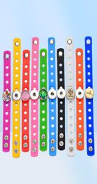 10PCSlot Candy Color Silicone Bangles Fit 18mm Snap Charms Vocheng Gingersnap Bracelet Sieraden Women Kids Gift NN7477677741