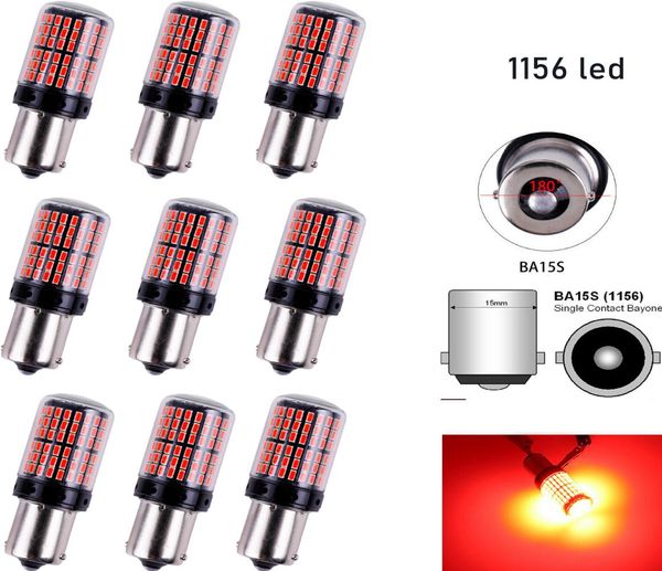 Clignotant de voiture 3014 144smd CanBus S25 1156 BA15S P21W LED BAY15D BAU15S PY21W, lampe T20 LED 7440 W21W W215W B7822483, 10 pièces