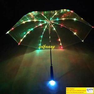 10pcSlot coloful LED Paraplu LED Lumineuze transparante zaklamp Paraplu met ruglichtlamp 23 inch 8K