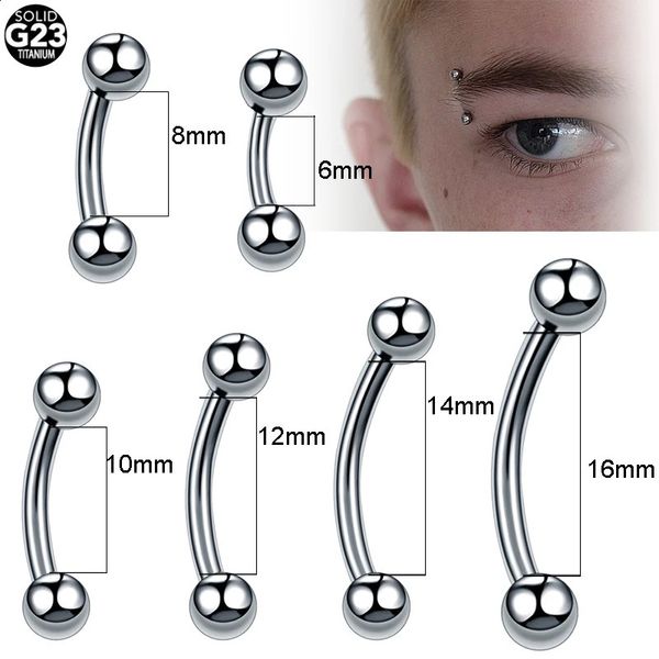 Lot de 10 piercings de sourcils, boucle d'oreille banane, fil externe 16G, haltère incurvé, Tragus, oreille, Cartilage, bijoux de piratage, 240130