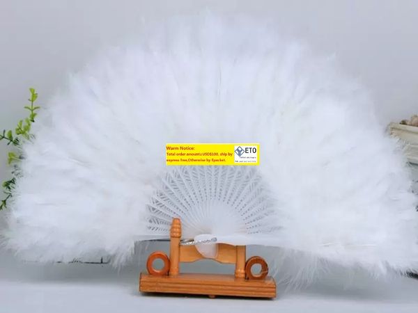 10pcslot ventilateurs de plumes pliant danse ventilateur à la main costumes de fantaisie pour les fournitures de fête de mariage